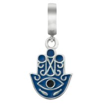 925 Sterling Silver Enamel Evil Eye Hamsa Hand of Fatima Protection Luck Dangle Bead for European Charm Bracelets