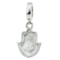 925 Sterling Silver Enamel Evil Eye Hamsa Hand of Fatima Protection Luck Dangle Bead for European Charm Bracelets
