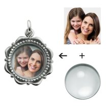925 Sterling Silver Personalized Photo Dangle Charm Adjustable Wire Bangle Bracelet