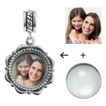 925 Sterling Silver Personalized Photo Dangle Charm Bead for European Charm Bracelets