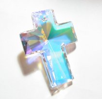 Huge Swarovski Elements Crystal Clear AB Cross 6864 Pendant 40mm