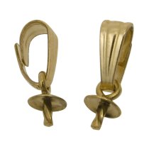 2x 14K Gold Filled Bail w/ pin 3mm cup Pearl pendant clasp slide