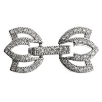 1 Set Rhodium on Sterling Silver CZ Crystal Lotus Flower Pearl Stringing Connector Clasp