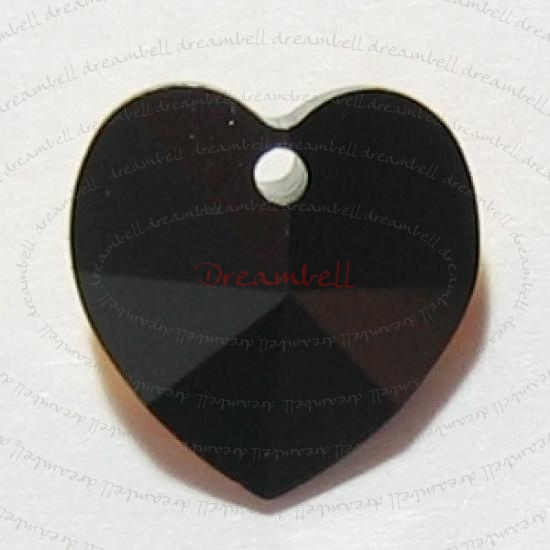 4 Swarovski Elements 6228 Jet Black 10mm Heart Crystal Pendant