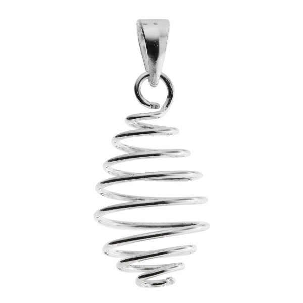 1x 925 Sterling Silver Spiral Wire Bead Carrier Cage Pendant Connector Bail 27mm x 14mm