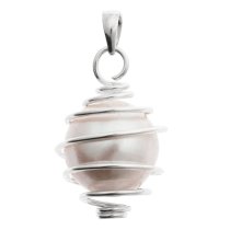 1x 925 Sterling Silver Spiral Wire Bead Carrier Cage Pendant Connector Bail 27mm x 14mm