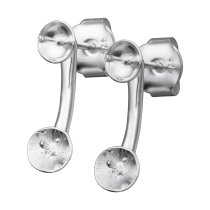 2x 925 Sterling Silver 5mm Pearl Cup 2 in 1 Earring Stud & Jacket Ear Cuff Connector