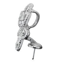 1x Rhodium on 925 Sterling Silver Flower CZ Crystal 7mm Pearl Cup Bail Pendant Connector