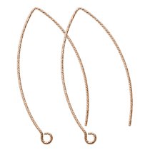 2x 14k Rose Gold Filled Twisted V Shape Earwire French Fish Hook Dangle Earring Connector