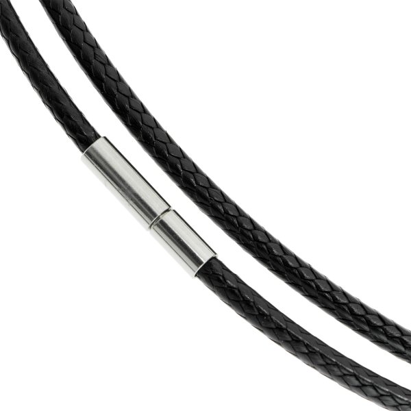 1x Stainless Steel Bayonet Clasp 2mm Black Braided Bolo Waxed Cotton Cord Rope Choker Necklace 24"