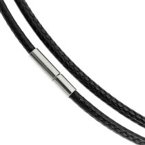 1x Stainless Steel Bayonet Clasp 1.5mm Black Braided Bolo Waxed Cotton Cord Rope Choker Necklace 20″