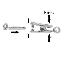 1x Rhodium on 925 Sterling Silver Love Double Heart Push Button Clasp Switch Necklace / Bracelet Connector