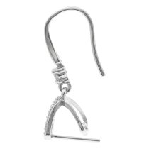 2x Rhodium on Sterling Silver CZ Chinese Forture Bail Earwire Hook Dangle Earring Connector