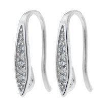 2x Rhodium on Sterling Silver CZ Teardrop Earwire Hook Dangle Earring Connector