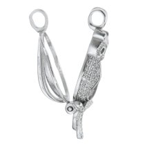 1x Rhodium on 925 Sterling Silver Owl CZ Interchangeable Pearl Bead Charm Pendant Holder