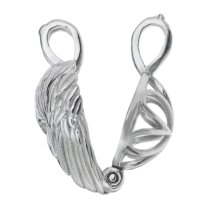 Rhodium on 925 Sterling Silver Guardian Angel Wing Heart Interchangeable Pearl Cage Bead Charm Holder Pendant