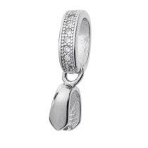 1x Rhodium on 925 Sterling Silver CZ Pinch in Bail Pendant Connector
