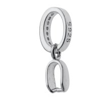 1x Rhodium on 925 Sterling Silver CZ Pinch in Bail Pendant Connector