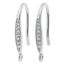 2x Rhodium on 925 Sterling Silver CZ Earwire Hook Dangle Drop Earring Connector