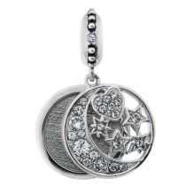 925 Sterling Silver Personalized Photo Moon Star Dangle Charm Bead for European Charm Bracelets Made of Swarovski Elements Crystals