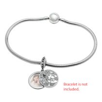 925 Sterling Silver Personalized Photo Moon Star Dangle Charm Bead for European Charm Bracelets Made of Swarovski Elements Crystals