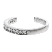 1x Rhodium on 925 Sterling Silver Round Ring Clear CZ Crystal Clip Cuff Earrings / Ear Cuffs Wrap 13mm