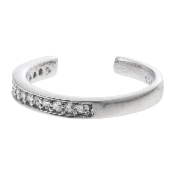 1x Rhodium on 925 Sterling Silver Round Ring Clear CZ Crystal Clip Cuff Earrings / Ear Cuffs Wrap 13mm