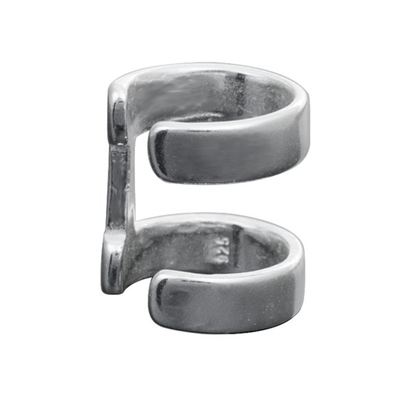 1x 925 Sterling Silver Round Double Ring Cuff Earring / Clip-on Ear Cuffs Wrap
