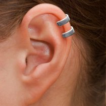 1x 925 Sterling Silver Round Double Ring Cuff Earring / Clip-on Ear Cuffs Wrap