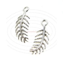 4x STERLING SILVER FEATHER DANGLE CHARM PENDANT 16mm