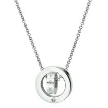 316 Stainless Steel Personalized Dual Ring Love Dangle Charm Rolo Chain Necklace 18"+1" Extender