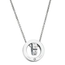 316 Stainless Steel Personalized Dual Ring Love Dangle Charm Rolo Chain Necklace 18"+1" Extender