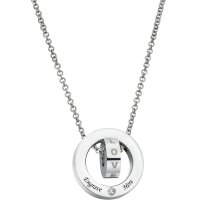 316 Stainless Steel Personalized Dual Ring Love Dangle Charm Rolo Chain Necklace 18"+1" Extender