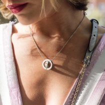 316 Stainless Steel Personalized Dual Ring Love Dangle Charm Rolo Chain Necklace 18"+1" Extender