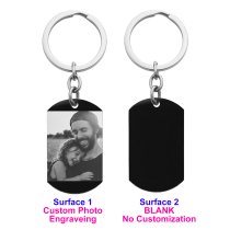 Personalized 1-side Photo Text Message Engraved Stainless Steel Custom Dog Tag Keychain Key Ring