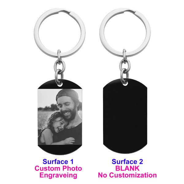 Personalized 1-side Photo Text Message Engraved Stainless Steel Custom Dog Tag Keychain Key Ring