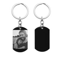 Personalized 1-side Photo Text Message Engraved Stainless Steel Custom Dog Tag Keychain Key Ring