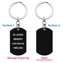 Personalized 1-sde Text Message Engraved Stainless Steel Custom Dog Tag Keychain Key Ring