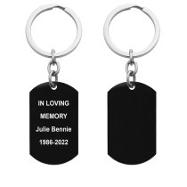 Personalized 1-sde Text Message Engraved Stainless Steel Custom Dog Tag Keychain Key Ring