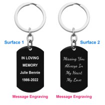 Personalized 2 Sides Custom Text Laser Engraving Name Date Message Stainless Steel Dog Tag Keychain Key Ring