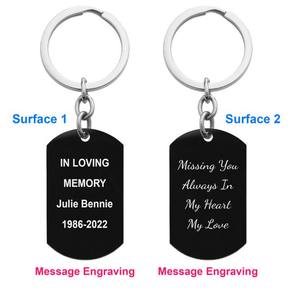 Personalized 2 Sides Custom Text Laser Engraving Name Date Message Stainless Steel Dog Tag Keychain Key Ring