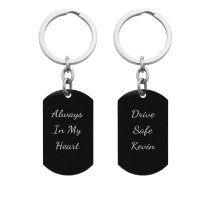 Personalized 2 Sides Custom Text Laser Engraving Name Date Message Stainless Steel Dog Tag Keychain Key Ring