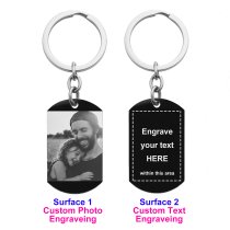 Personalized Photo Text Message Engraved Stainless Steel Custom Dog Tag Keychain Key Ring