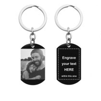 Personalized Photo Text Message Engraved Stainless Steel Custom Dog Tag Keychain Key Ring