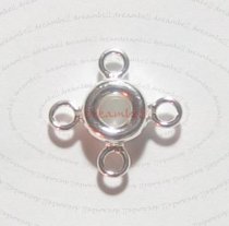 4x Sterling Silver Round Cross Chandelier Link Bead Connector