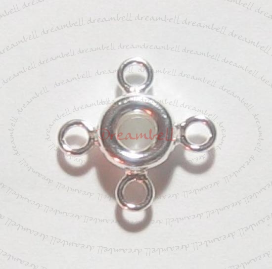 4x Sterling Silver Round Cross Chandelier Link Bead Connector