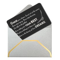 Anodized Aluminum Black Chase Your Dream Personalized Photo Custom Engrave Metal Wallet Mini Love Insert Gift Note Card