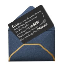 Anodized Aluminum Black Engrave Metal Wallet Insert Chase Your Dream Mini Love Gift Note Card