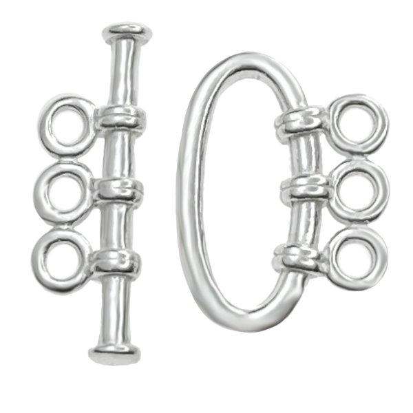 1x Sterling Silver 3 strand Toggle Clasp Heavy