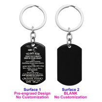 Personalized Text Message Engraved Stainless Steel to My Son Love Dad Custom Dog Tag Keychain Key Ring